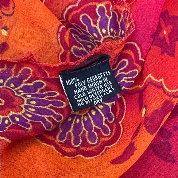 Vintage 90’s Reversible Abstract Orange & Red Floral Fairy Dress - Picture 6 of 10